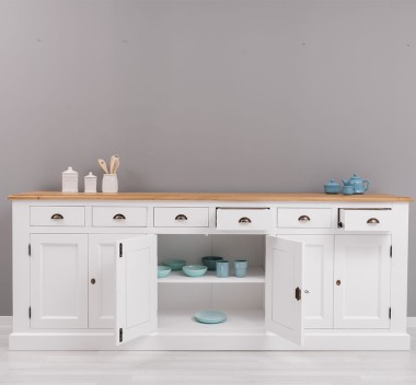 Buffet with 6 doors and 6 drawers, oak top, BAS