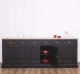 Buffet with 6 doors and 6 drawers, oak top, BAS