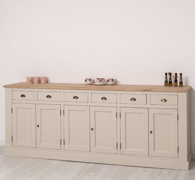 Buffet with 6 doors and 6 drawers, oak top, BAS