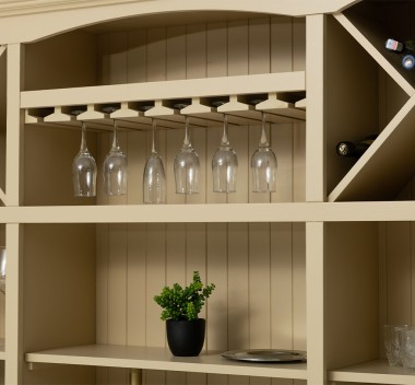 Bar furniture with support for glasses and bottle holder