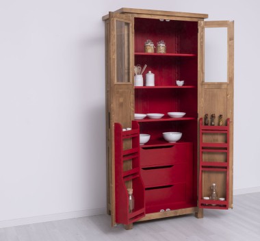 Pantry closet, drawers on metal rails