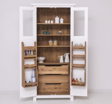 Pantry closet, drawers on metal rails