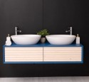 Bathroom Item 2 Drawers "Slatted" with 2 sinks included in price - Color Corp_P045 - Color Drawers_P095 - DOUBLE COLORED