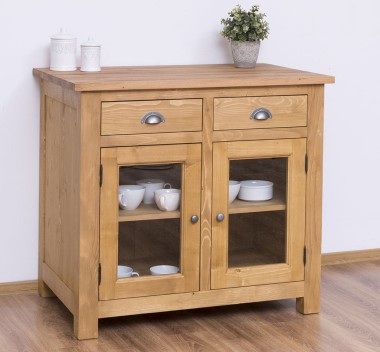 Chest of 2 doors, 2 drawers, oak top