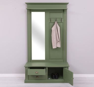 Coat decorated with mirror, 1 door, 2 drawers