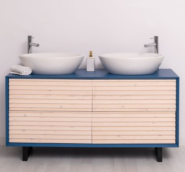 Bathroom item 4 drawers "Slatted", sinks included in price  - Color Corp_P045 / Color Drawers_P095 - DOUBLE COLORED