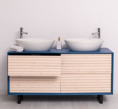 Bathroom item 4 drawers "Slatted", sinks included in price  - Color Corp_P045 / Color Drawers_P095 - DOUBLE COLORED