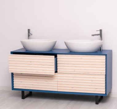 Bathroom item 4 drawers "Slatted", sinks included in price  - Color Corp_P045 / Color Drawers_P095 - DOUBLE COLORED