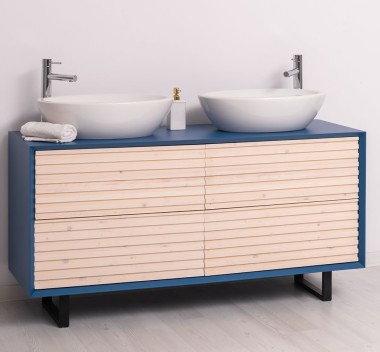 Bathroom item 4 drawers "Slatted", sinks included in price  - Color Corp_P045 / Color Drawers_P095 - DOUBLE COLORED