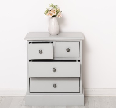 Nightstand with 4 drawers with metal rails - Color_P010 - PAINT