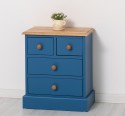 Chest of 2 drawers over 2 drawers, oak top