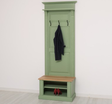 Hallway coat hanger with open shelves, oak top