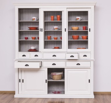 Sideboard with 3 sliding doors, 3 BAS drawers + 3 sliding glass doors, 5 SUP drawers