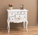 Console with curved legs and 7 multicolored drawers