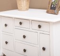 Console with curved legs and 7 multicolored drawers