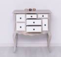 Console with curved legs and 7 multicolored drawers