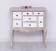 Console with curved legs and 7 multicolored drawers