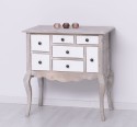 Console with curved legs and 7 multicolored drawers