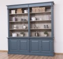 Large bookcase with 4 BAS doors + SUP double shelf, Directoire Collection