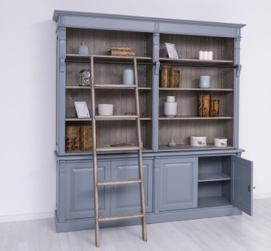 Large bookcase with 4 BAS doors + SUP double shelf, Directoire Collection