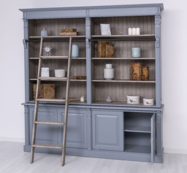 Large bookcase with 4 BAS doors + SUP double shelf, Directoire Collection