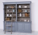 Large bookcase with 4 BAS doors + SUP double shelf, Directoire Collection