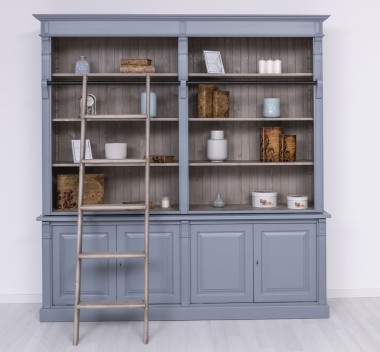 Large bookcase with 4 BAS doors + SUP double shelf, Directoire Collection