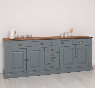 Kitchen sideboard 4 doors 8 drawers bas, top oak