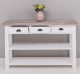 Console with 2 shelves, 3 drawers, oak top