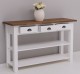 Console with 2 shelves, 3 drawers, oak top