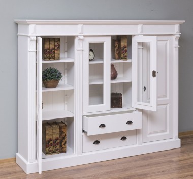 Bookcase with 2 doors + 2 glass doors and 2 drawers