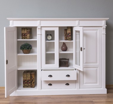 Bookcase with 2 doors + 2 glass doors and 2 drawers