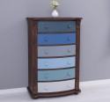 Chest of drawers with 6 curved drawers with metal rails, Directoire Collection - Color Corp_P081 - Color Drawers_Multicolor - MU