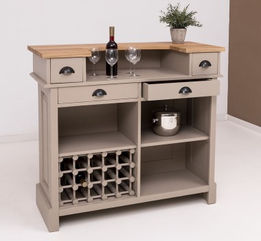 Bar counter with winerack, oak top