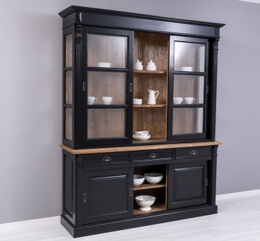 Display cabinet, 6 sliding doors, 3 drawers, BAS + SUP