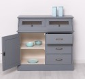 Buffet with 1 door, 3 drawers, 2 compartments with glass door, BAS