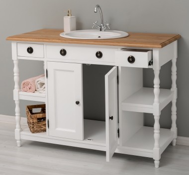 Bathroom cabinet for sink with 2 doors and 2 shelves, oak top - sink is not included in the price