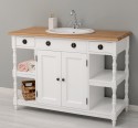 Bathroom cabinet for sink with 2 doors and 2 shelves, oak top - sink is not included in the price