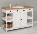 Bathroom cabinet for sink with 2 doors and 2 shelves, oak top - sink is not included in the price