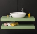 Washbasin support made of pine wood with a wall-mounted metal fixing set