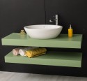 Washbasin support made of pine wood with a wall-mounted metal fixing set