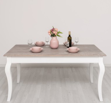 Dining table with curved legs 210x90x78cm, oak top