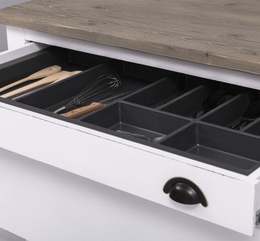 Kitchen module with 3 drawers and cutlery holder, with metal rails