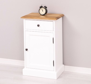 Nightstand with 1 door and 1 drawer, oak top