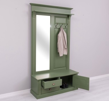 Coat decorated with mirror, 1 door, 2 drawers