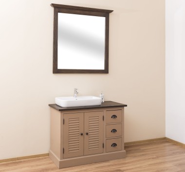 Bathroom cabinet with 2 lamellar doors, 3 drawers - sinks are not included in the price