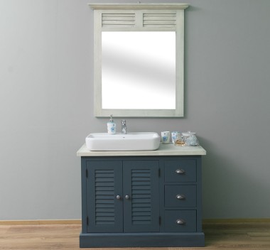 Bathroom cabinet with 2 lamellar doors, 3 drawers - sinks are not included in the price