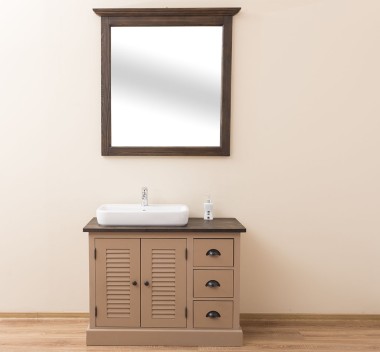 Bathroom cabinet with 2 lamellar doors, 3 drawers - sinks are not included in the price