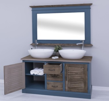 Bathroom cabinet with 2 lamellar doors - sinks are not included in the price