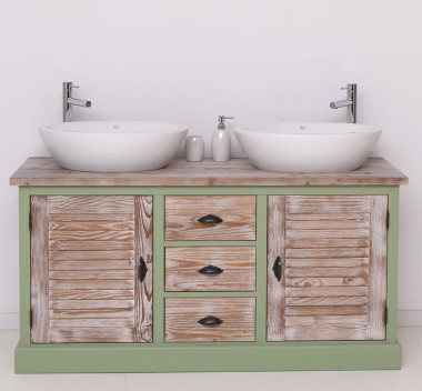 Bathroom cabinet with 2 lamellar doors - sinks are not included in the price